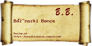 Bánszki Bence névjegykártya